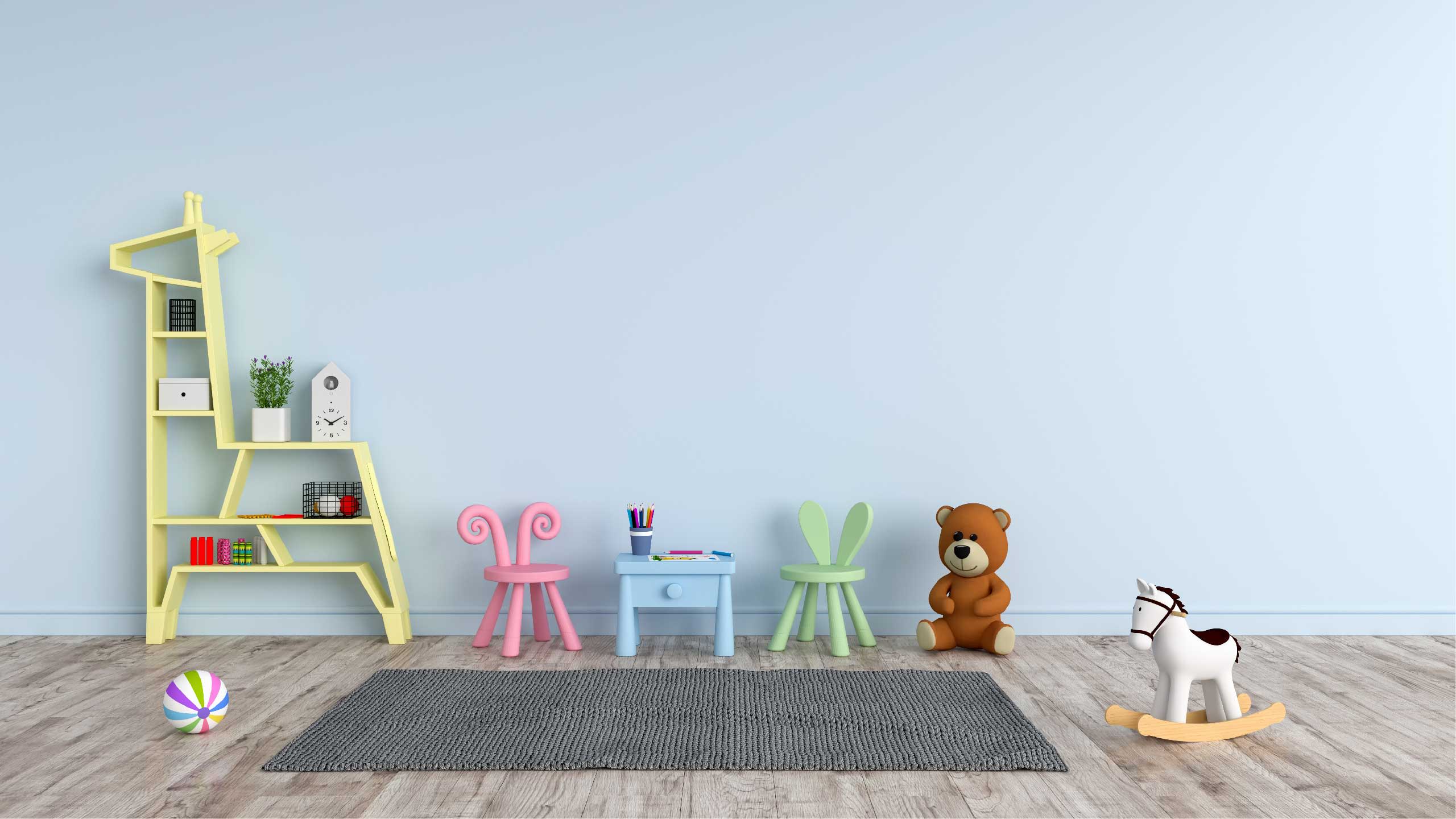 Стол в детской комнате мокап