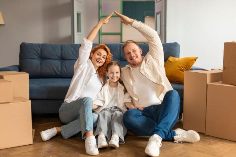 picture of family moving home